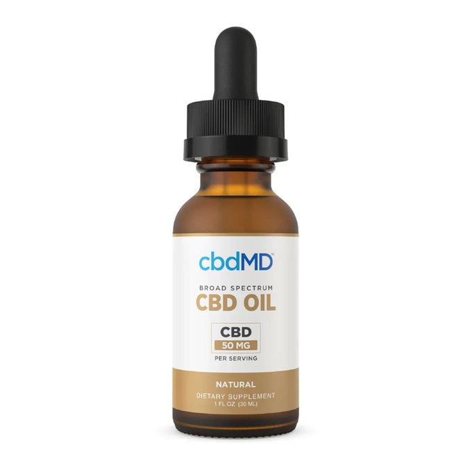 cbdMD broad-spectrum oil drops bottle