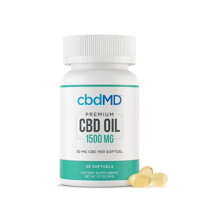 cbdMD broad-spectrum softgels bottle