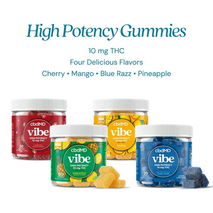 cbdMD Vibe high-potency gummies jar